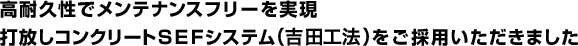 高耐久性でフリーメンテナンスを実現、打放しコンクリートSEFシステムをご採用いただきました