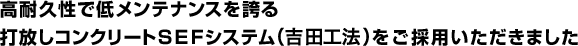 高耐久性で低メンテナンスを誇る打放しコンクリートSEFシステムのご採用いただきました